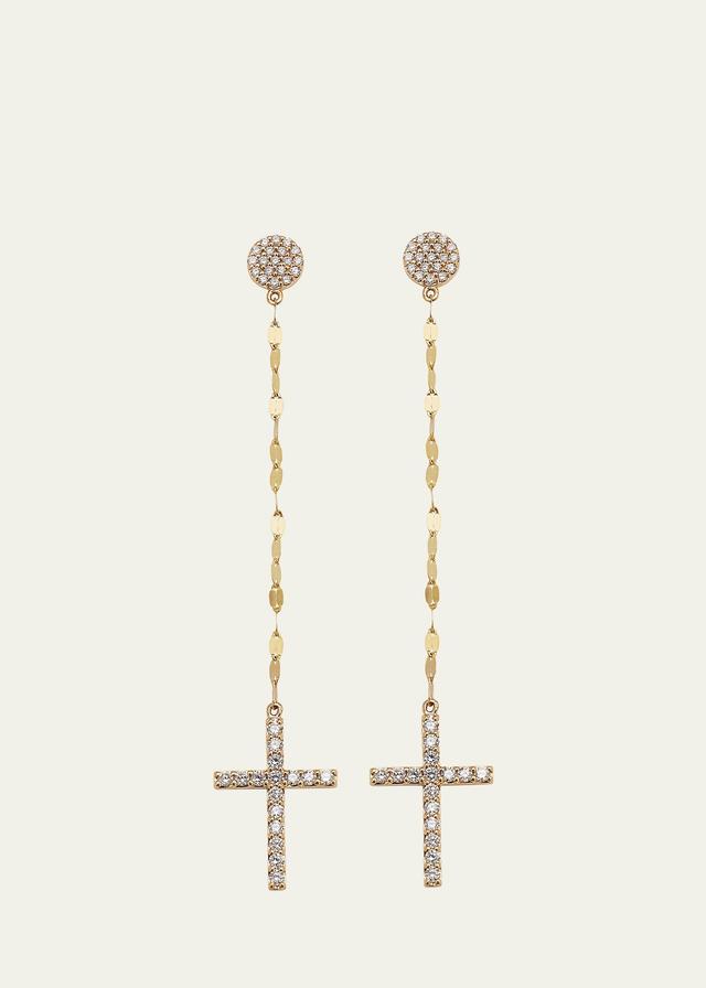 Womens Flawless 14K Yellow Gold & 1.02 TCW Diamond Linear Cross Earrings - Yellow Gold - Yellow Gold Product Image