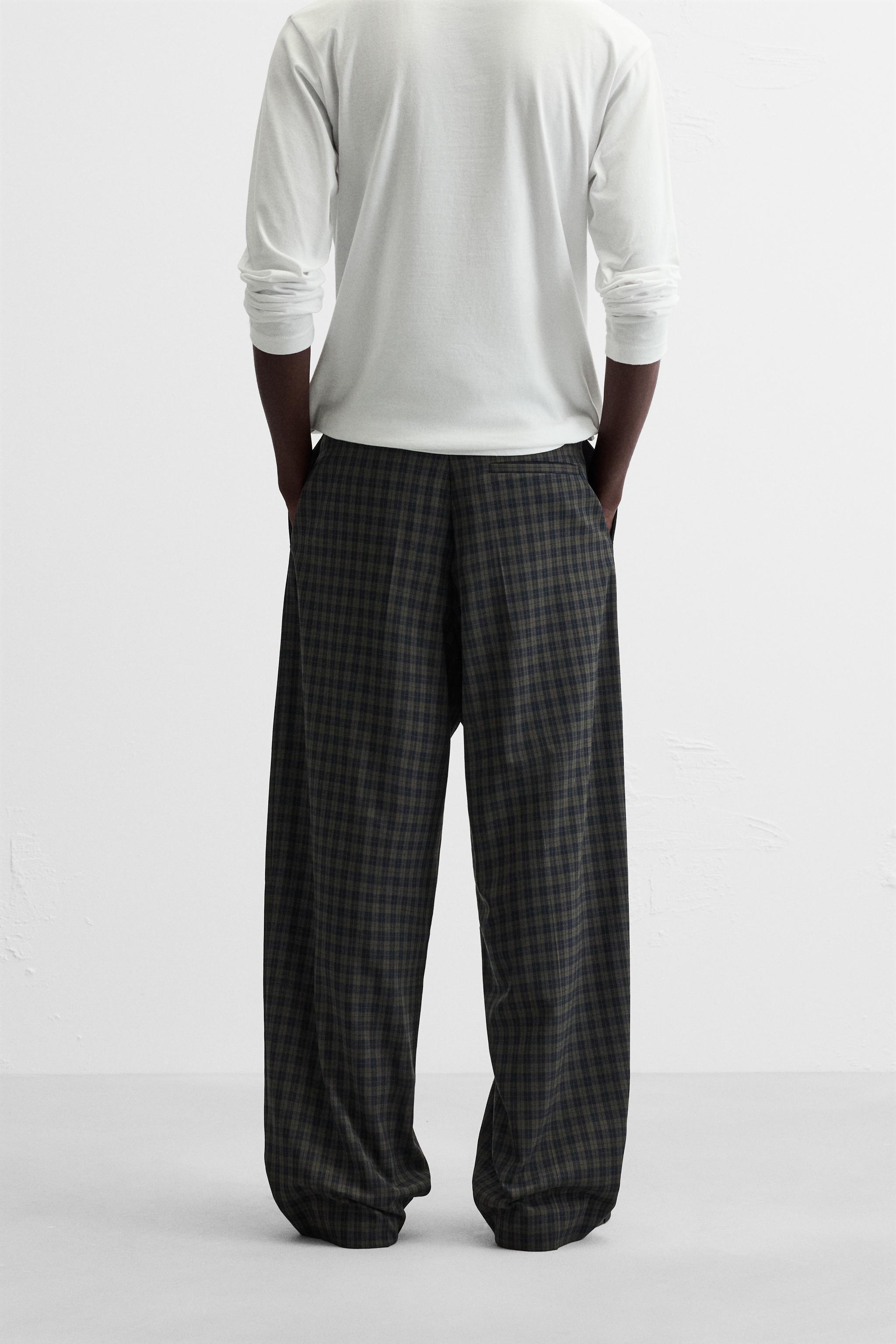 PLEATED PLAID PANTS Product Image