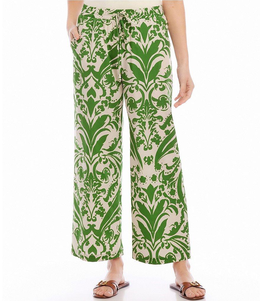 Karen Kane Tile Print Flat Front Wide Leg Pull-On Pant Product Image