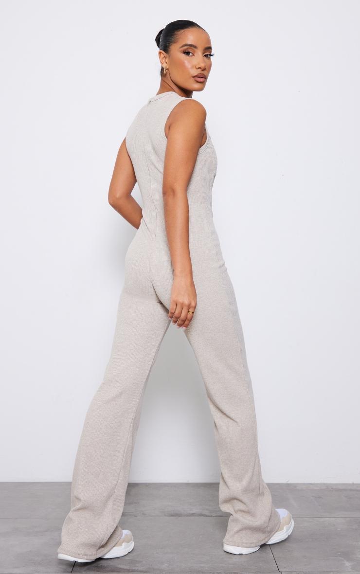 Stone Ribbed Boning Detail Sleeveless Jumpsuit Product Image