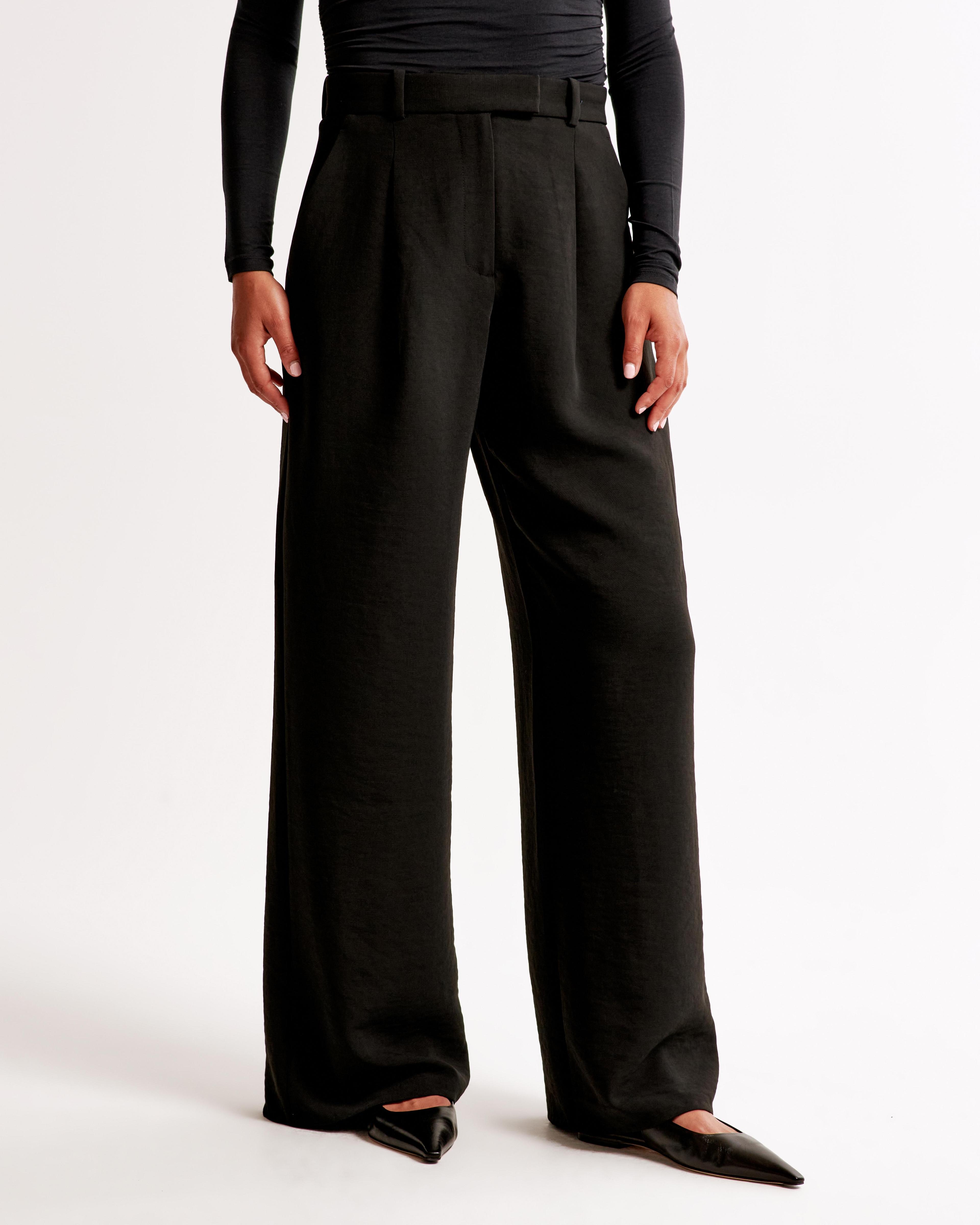 Curve Love A&F Harper Tailored Premium Crepe Ultra-Wide Leg Pant Product Image