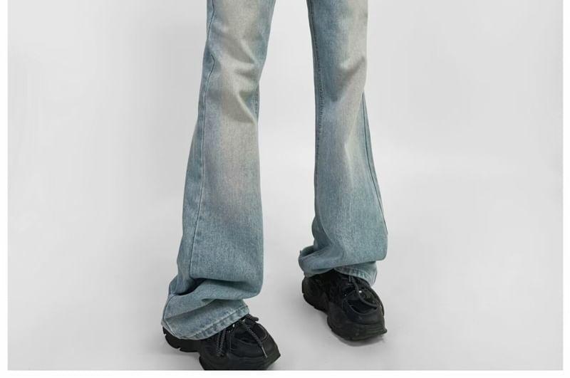 Low Waist Washed Bootcut Jeans Product Image