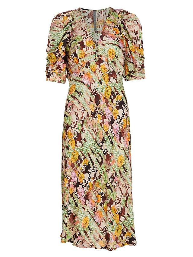 Womens Greta Floral Jacquard Midi-Dress Product Image