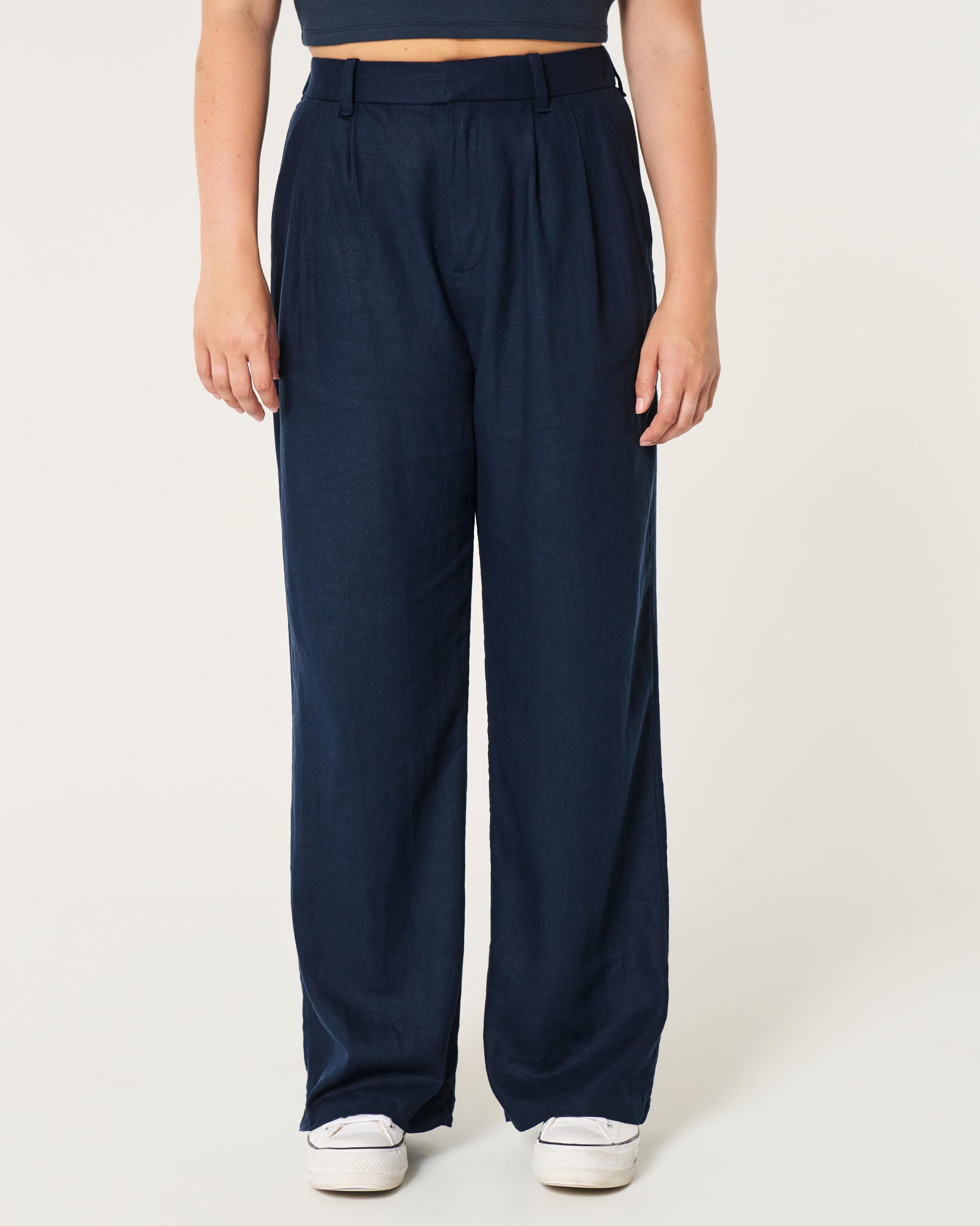 Hollister Livvy Ultra High-Rise Linen Blend Wide-Leg Pants Product Image