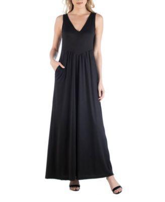 24seven Comfort Apparel Womens Sleeveless V-Neck Maxi Dress with Pocket Detail Product Image