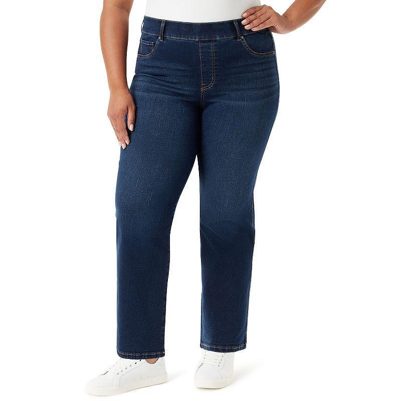 Plus Size Gloria Vanderbilt Shape Effect Pull On Straight Jeans, Womens Grey Product Image