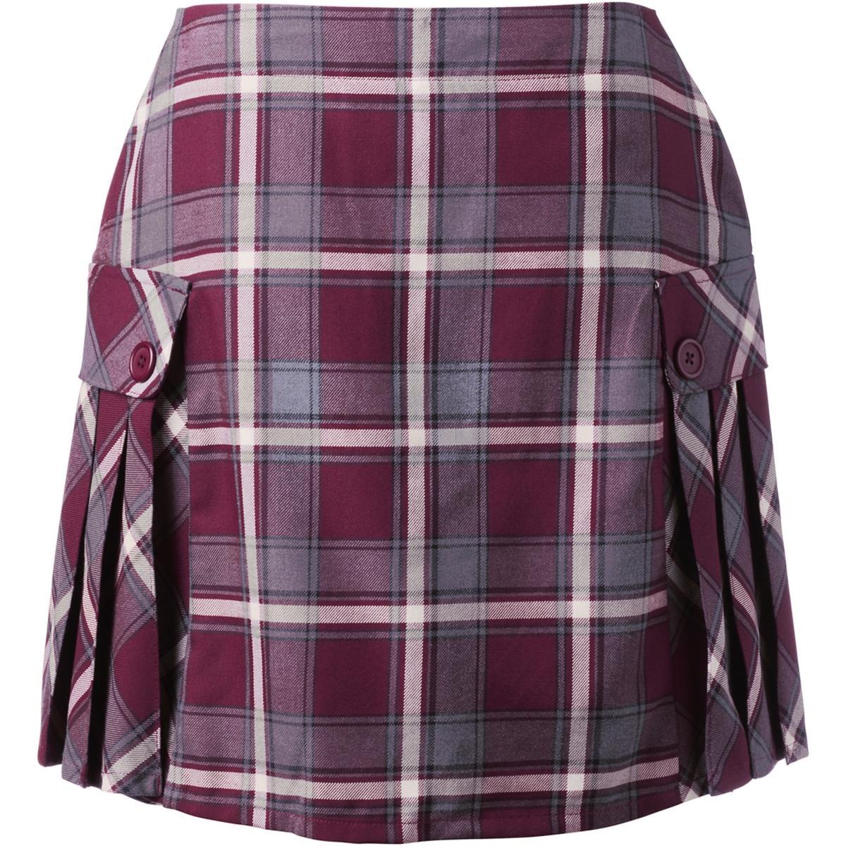 Lands End Womens Side Pleat Plaid Skort Above the Knee Product Image