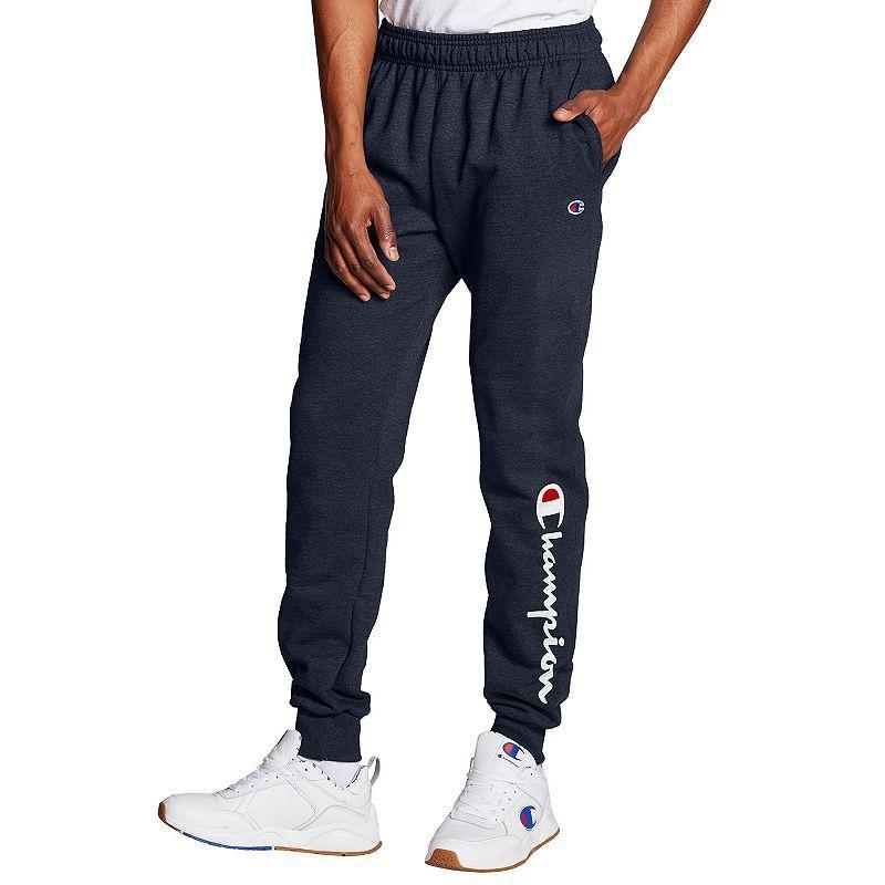 Mens Champion Powerblend Graphic Fleece Joggers Blue Product Image