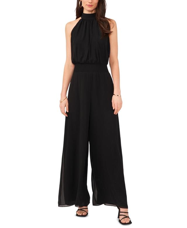 Vince Camuto Womens Halter Tie-Back Wide-Leg Jumpsuit Product Image