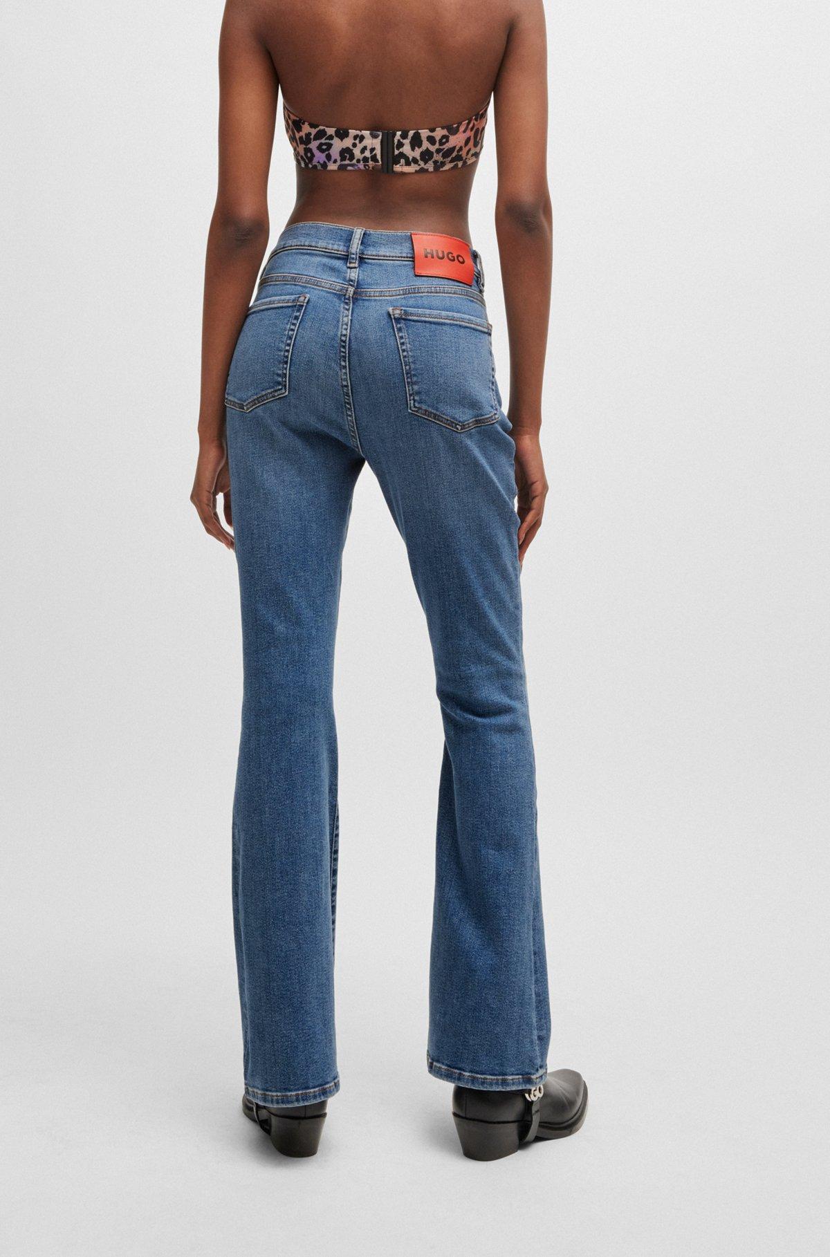 Skinny-fit flared jeans in blue super-stretch denim Product Image