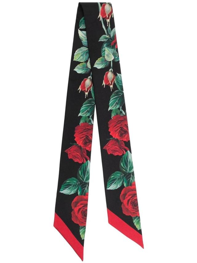 Rose-print Twill Headscarf In Multicolor Product Image