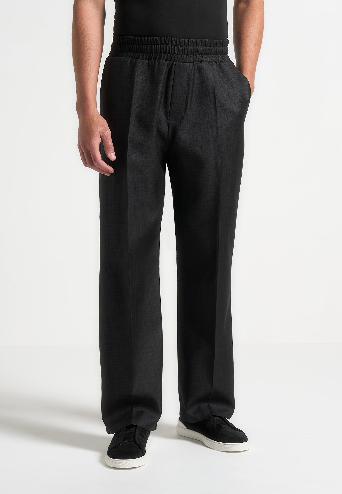 Elasticated Tailored Crease Trousers - Black Male product image