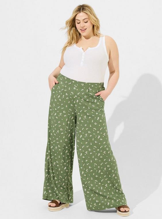 High-Rise Wide-Leg Pull On Challis Wide Leg Pant product image