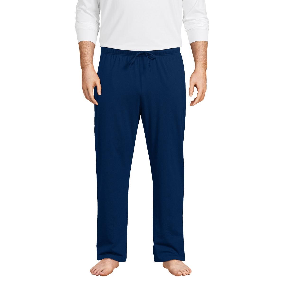 Big & Tall Lands End Knit Jersey Sleep Pants, Mens Dark Blue Product Image