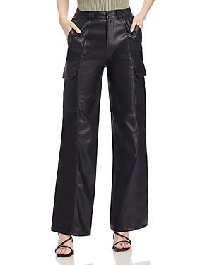 Womens Faux Leather Cargo Pants Product Image