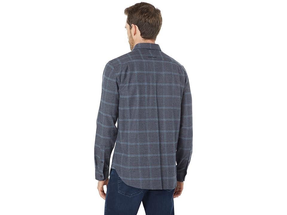 Vince Houndstooth Windowpane Long Sleeve (River ) Men's Clothing Product Image