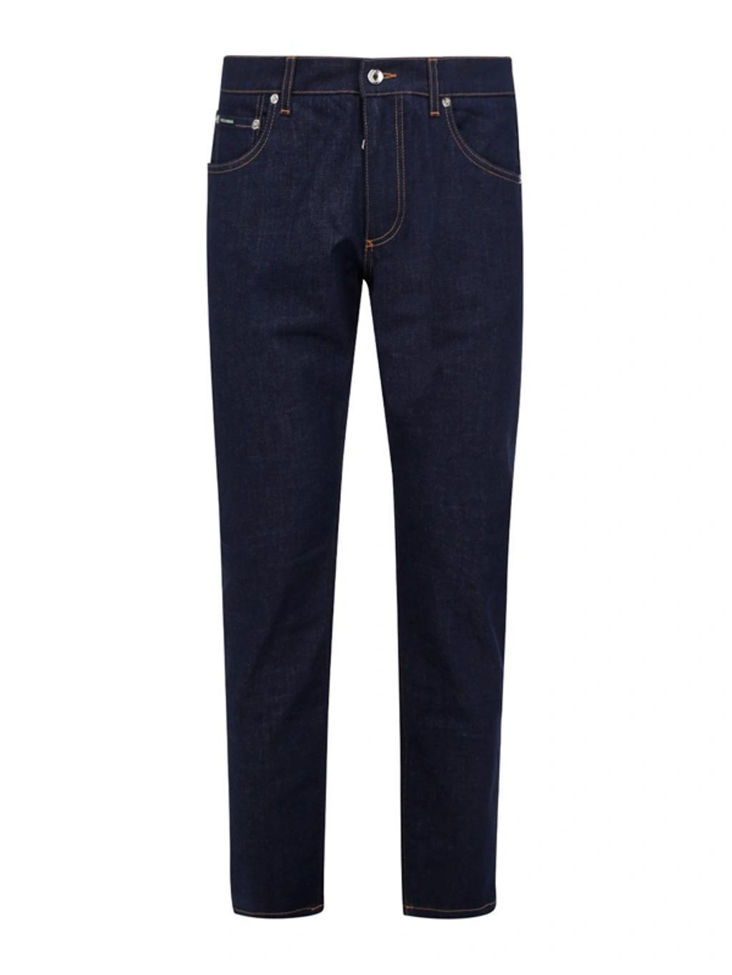 Five Pocket Straight Leg Jeans In Dark Wash Product Image