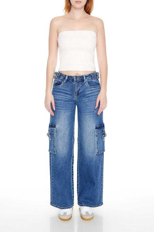 Wide-Leg Utility Cargo Jeans | Forever 21 Product Image