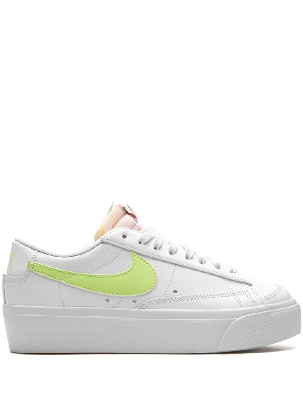 NIKE Blazer Low Platform Sneakers In White/life Lime/team Orange Product Image