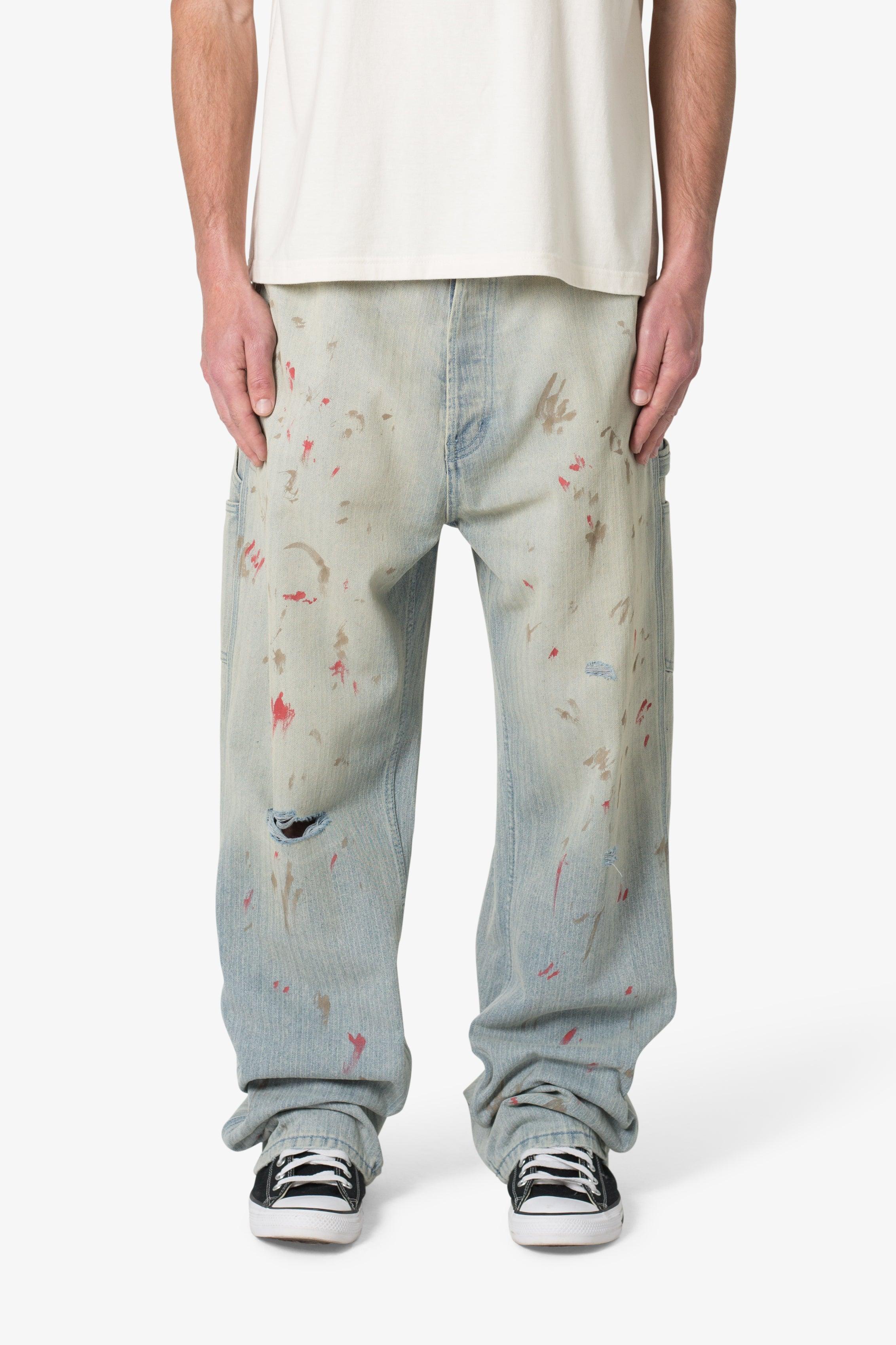 Ultra Baggy Painted Work Denim - Vintage Blue Product Image