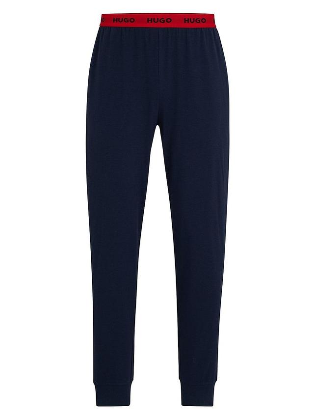 Mens Stretch-Cotton Jersey Pajama Bottoms with Logo Waistband Product Image