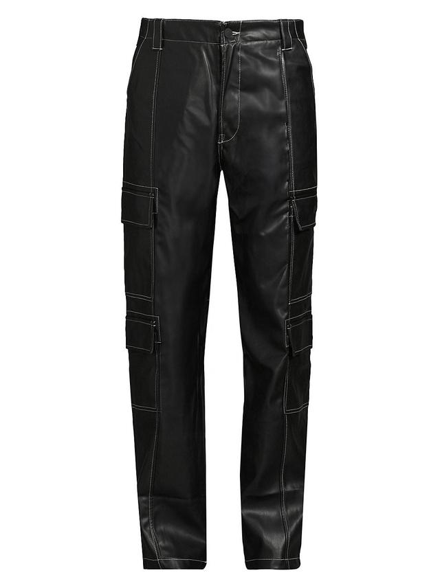 Mens Baggy Faux Leather Cargo Pants Product Image