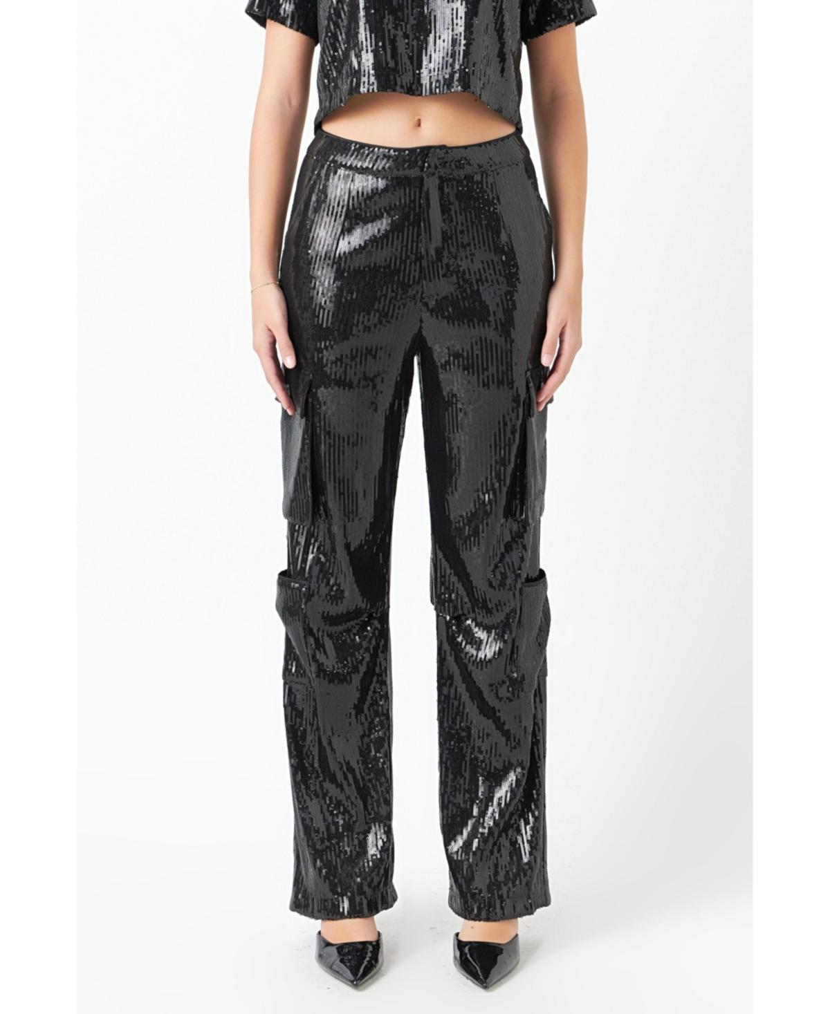 Womens Sequins Cargo Pants Product Image