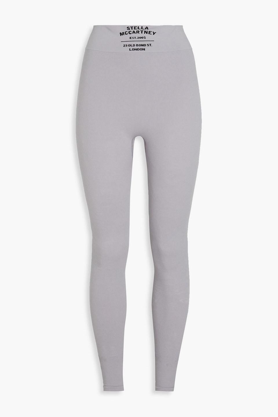 Logo Stretch Cotton Jersey Leggings In Grey Product Image