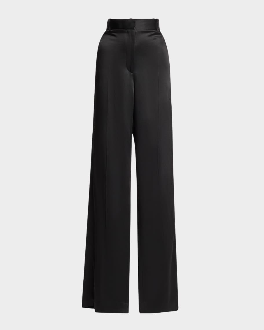 Slit Wide-Leg Satin Trousers Product Image