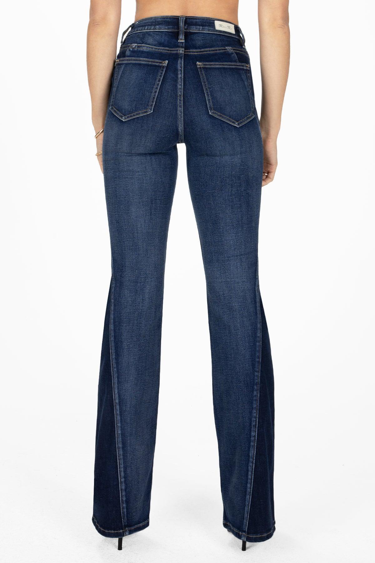 Contrasting Inserts Slim Flare Jeans Product Image