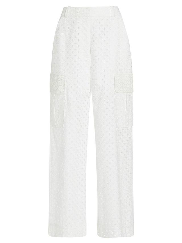 Womens Matchmaker Wide-Leg Cotton Eyelet Pants Product Image