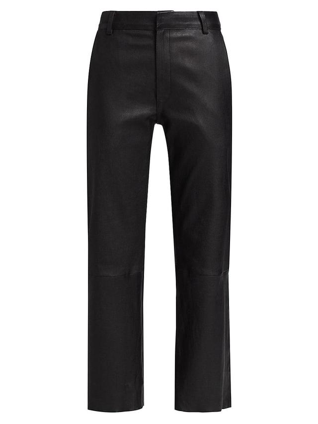 Womens Cropped Stretch-Leather Trousers Product Image