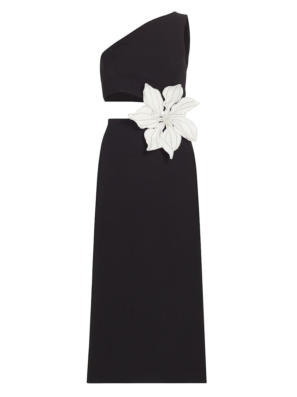 Womens Flower Appliqu & Cut-Out Midi-Dress Product Image