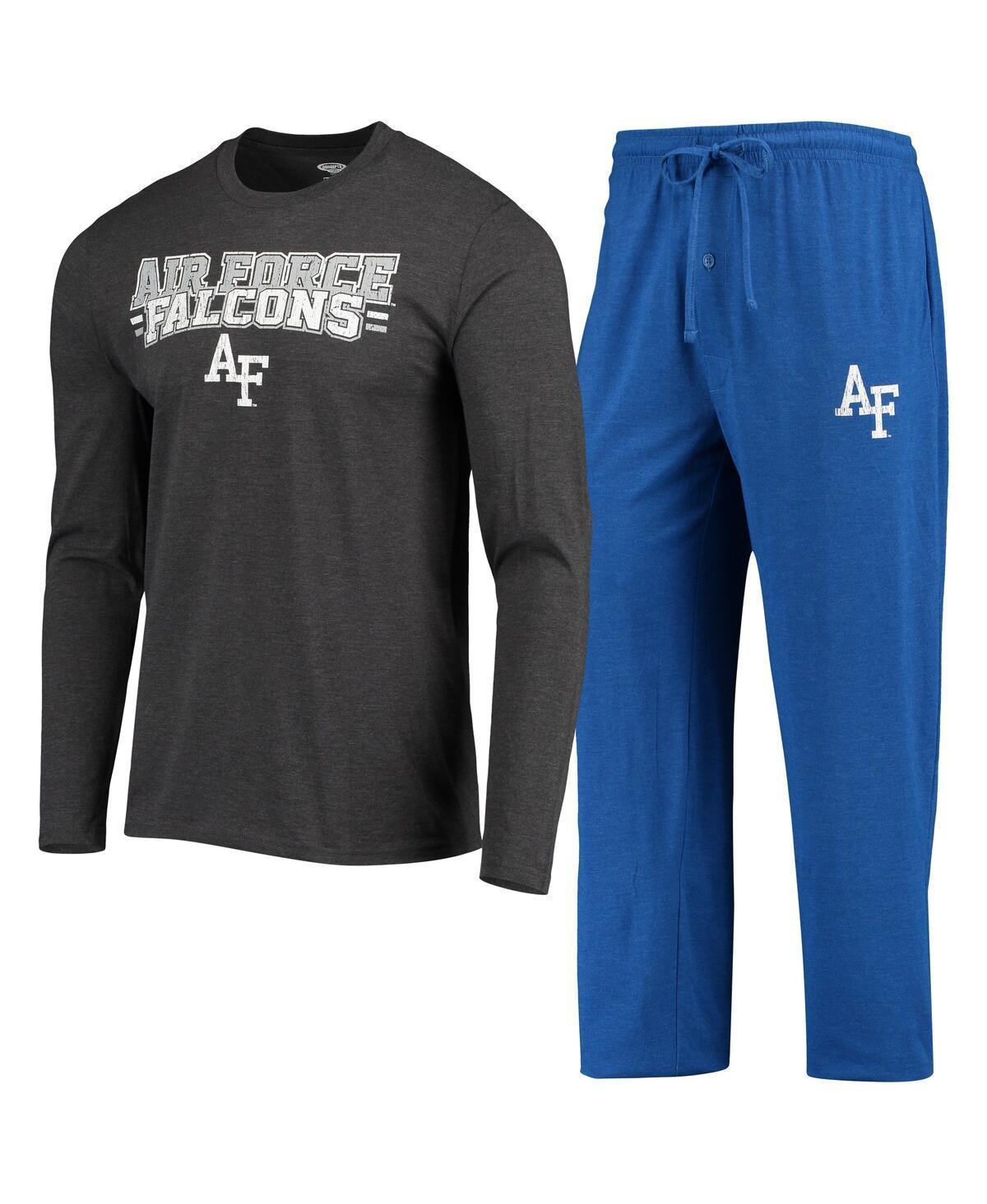 Mens Concepts Sport Royal/Heathered Charcoal Air Force Falcons Meter Long Sleeve T-Shirt & Pants Sleep Set Product Image