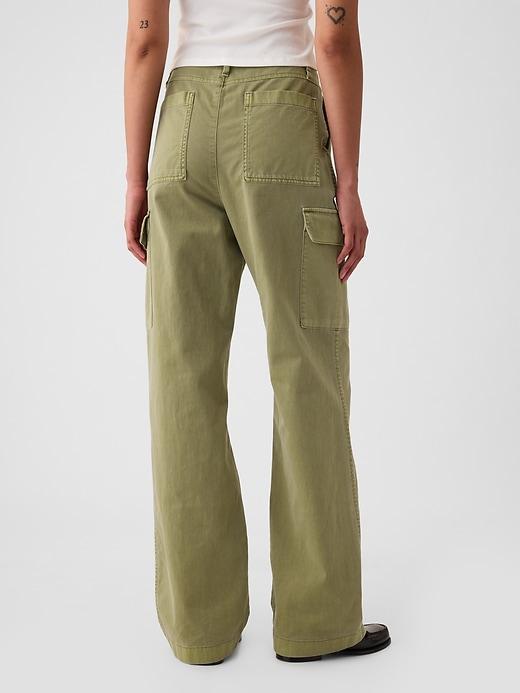 Mid Rise Loose Khaki Cargo Pants Product Image