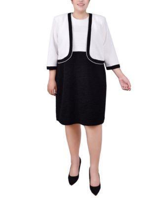 Plus Size 3/4 Sleeve Textured Knit 2 Piece Dress Set Product Image