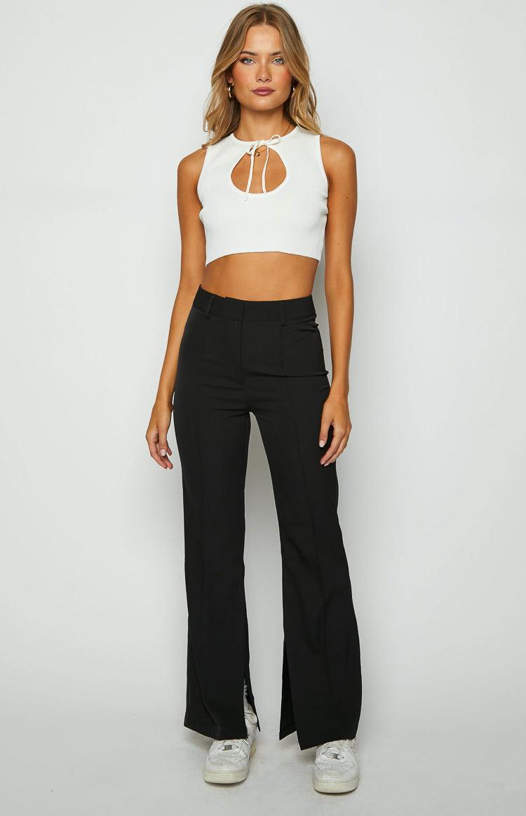 Aimee White Knit Crop Top Product Image