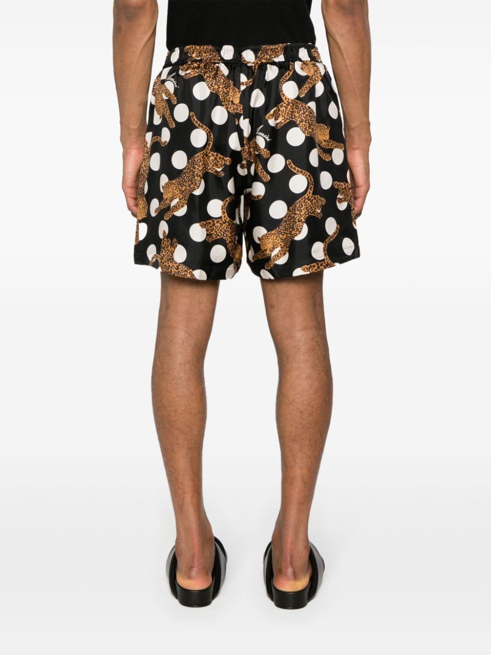 Leopard Polka Dot Shorts In Black Product Image