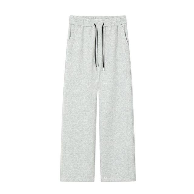 Drawstring Waist Plain Loose Fit Sweatpants Product Image