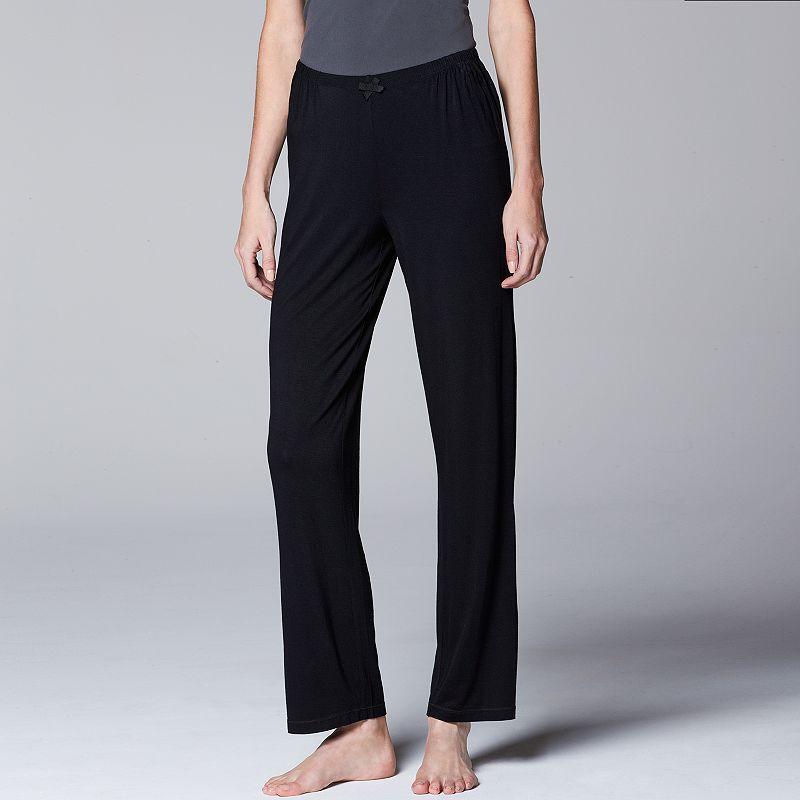 Womens Simply Vera Vera Wang Basic Solid Luxury Pajama Pants Blue Product Image