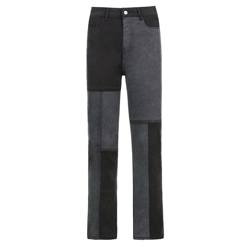 Color Block Straight Leg Jeans Product Image