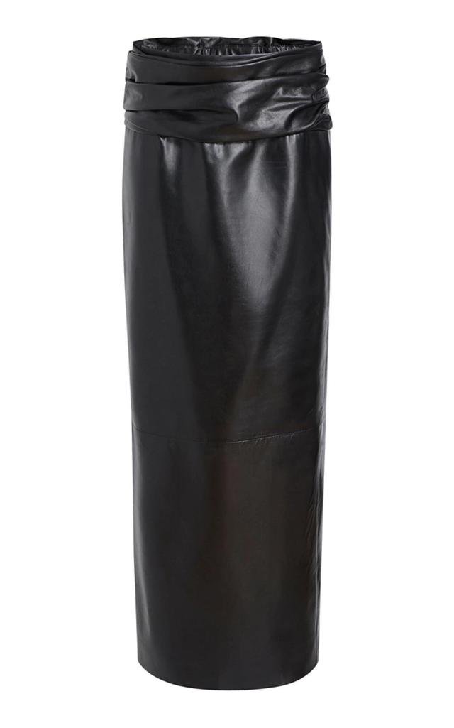 Winler Ruched-waist Leather Maxi Skirt In Black Product Image