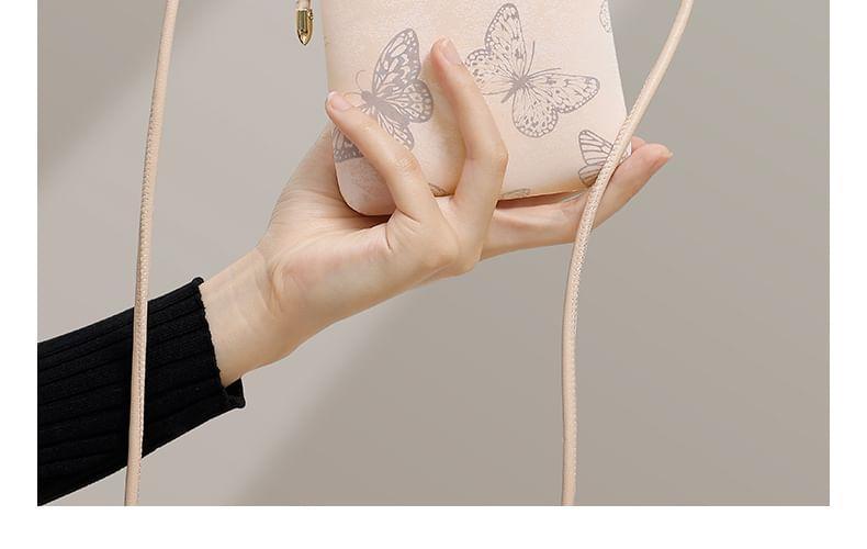 Butterfly Print Faux Leather Mobile Phone Crossbody Bag Product Image