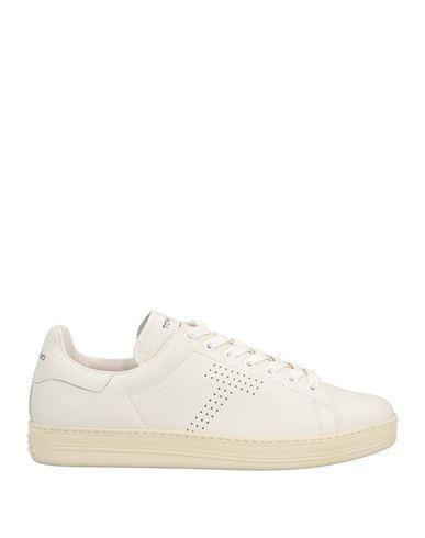 TOM FORD Man Sneakers White Size 8 Calfskin, Cotton, Brass Product Image