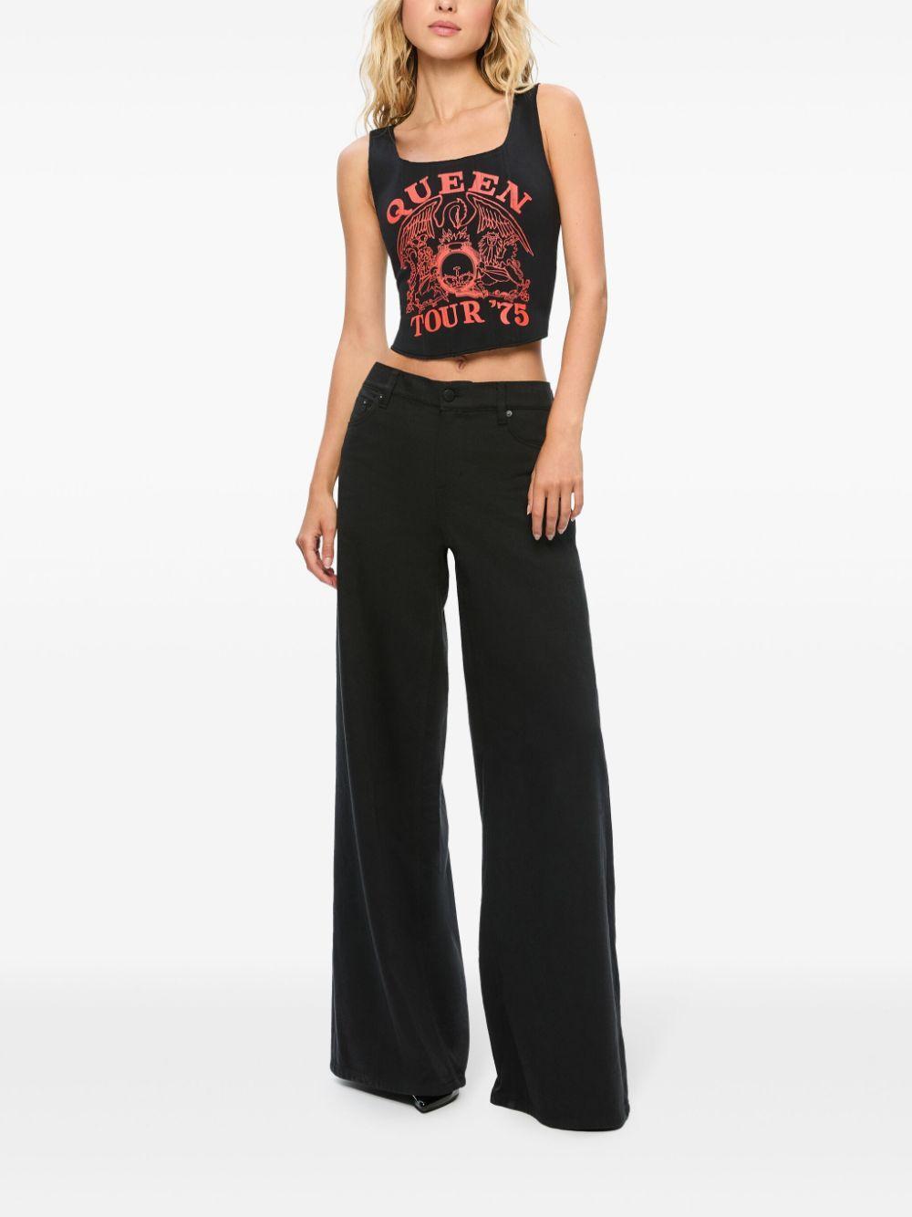 ALICE AND OLIVIA Breslin Band Tee Corset Top In Black/bright Ruby Product Image