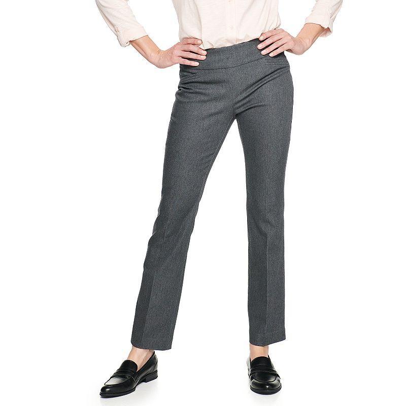 Petite Croft & Barrow Effortless Stretch Pull-On Bootcut Pants, Womens Grey Gray Product Image