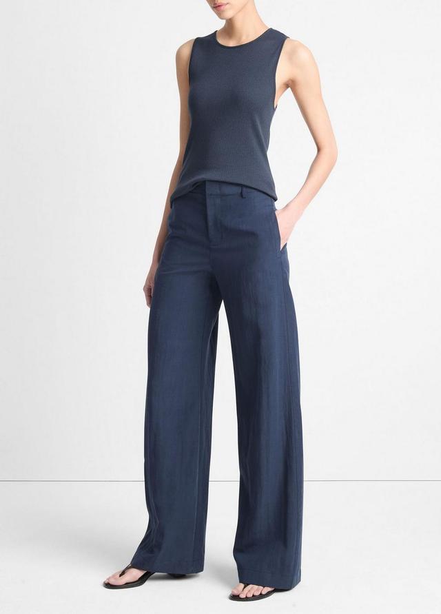 Mid-Rise Textured Wide-Leg Trouser Product Image