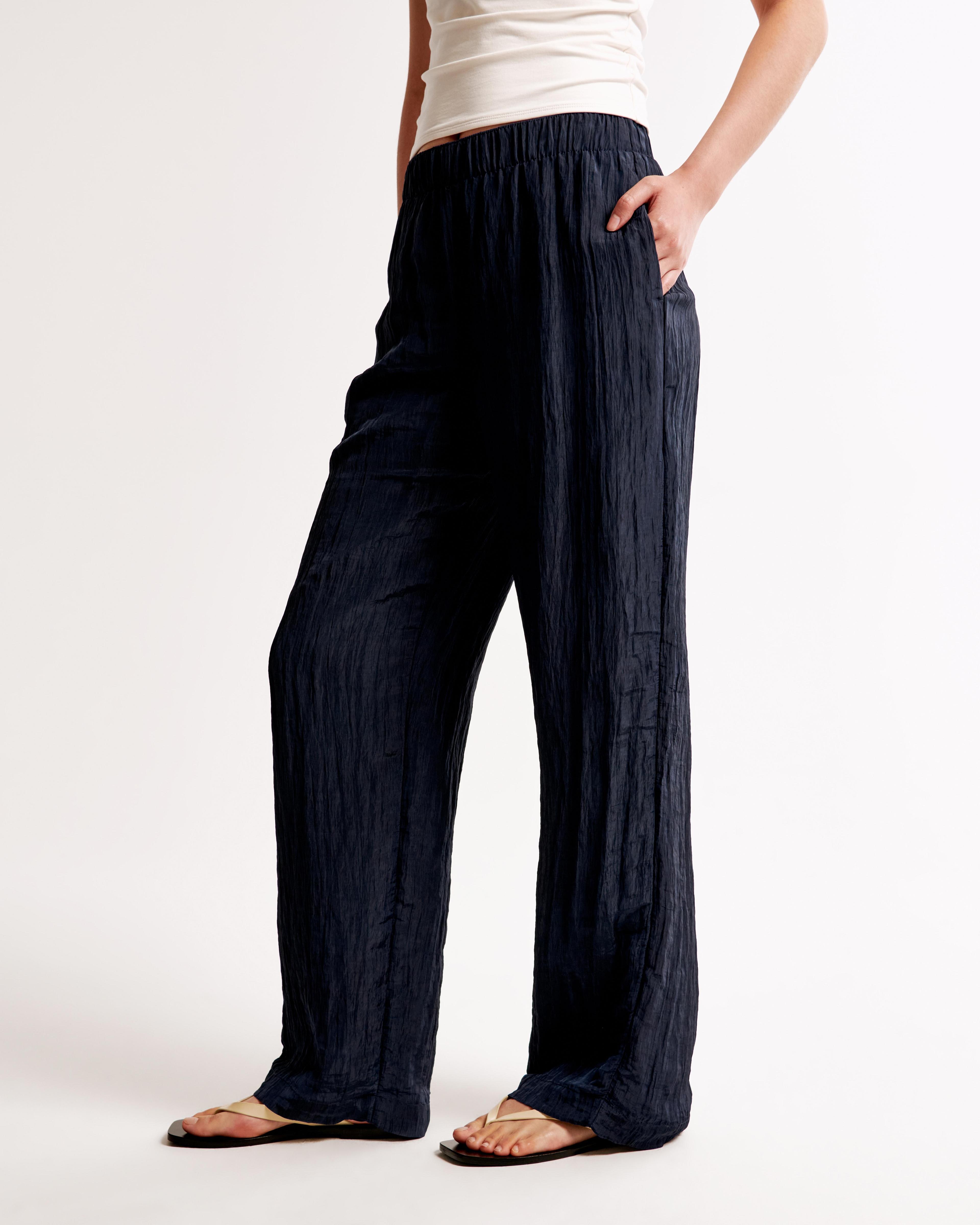 Crinkle Textured Pull-On Pant Product Image