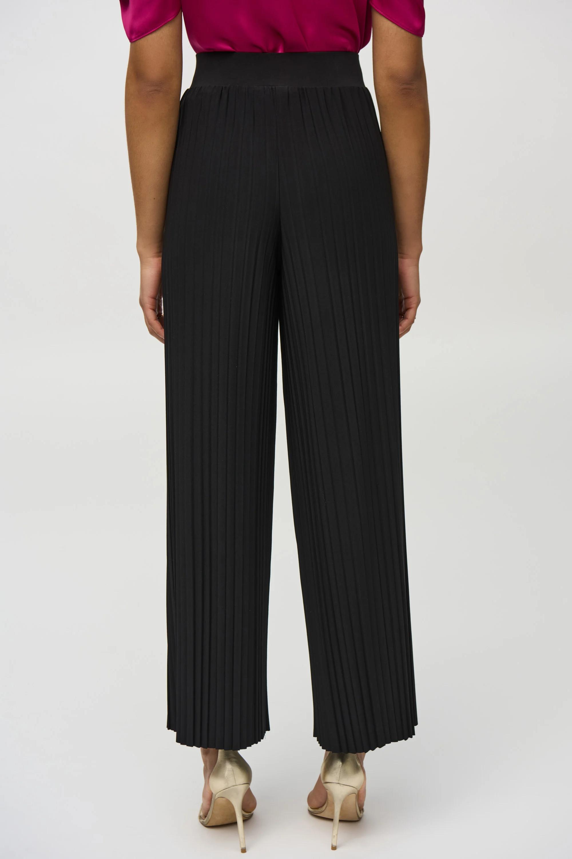 Pleated Silky Knit Wide-Leg Pants Product Image