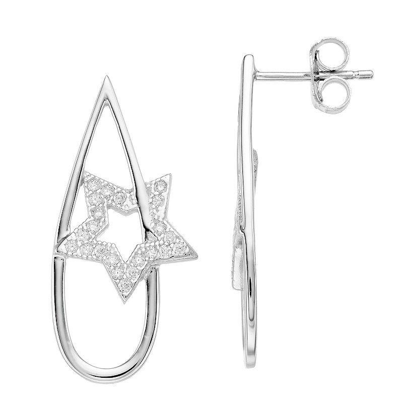 Rosabella Sterling Silver Cubic Zirconia Star Earrings, Womens Product Image